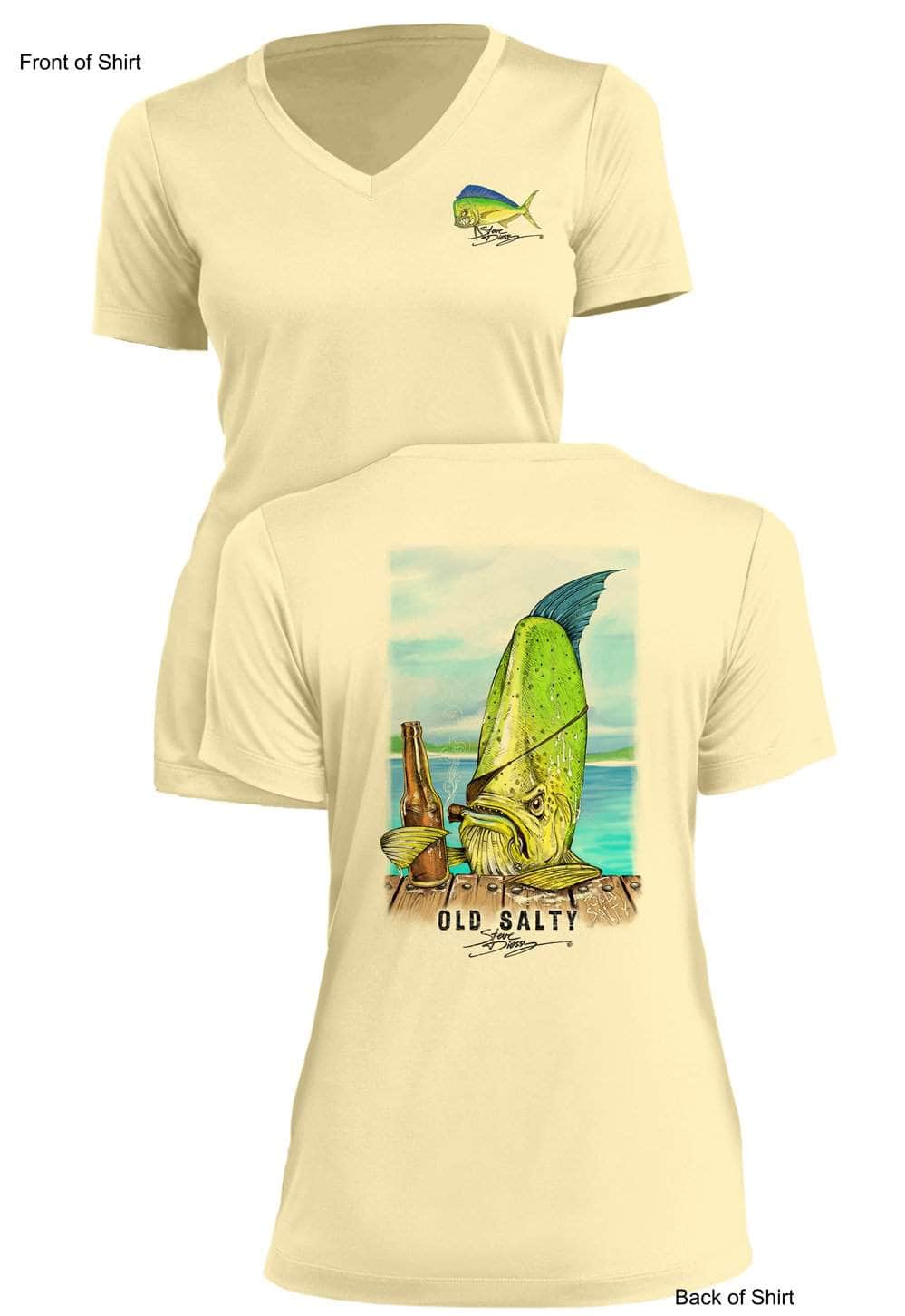 Old Salty- Ladies Short Sleeve V-Neck-100% Polyester